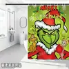 Bestseller transfronterizo de Amazon: Cortina de ducha verde del Grinch, cortina de ducha impermeable de pongee con estampado digital de dibujos animados