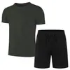 Personalizable - Conjunto de Verano para Hombre de Malla con Mangas Cortas Camiseta + Shorts Deportivos, Color Sólido, Casual y Versátil