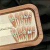 Flor Mariposa Ojo de Gato Francés Manicura Corazón Brillante Girly Uñas Portátiles Hechas a Mano Parche de Uñas Postizas Dulce Productos Terminados Venta al por Mayor