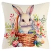 Funda de Almohada Nueva de Pascua Transfronteriza con Letras Impresas, Funda de Cojín para Sala de Estar, Funda de Cojín para Sofá de Decoración Festiva