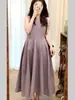 Vestido Camiseta Adelgazante Morado Sin Mangas 2026 para Mujer, Estilo Francés de Verano, Diseño de Nicho Maduro, Vestido Largo Único