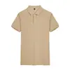Algodão de fibra longa 40 210g cor sólida jacquard fenda Nova camisa polo masculina top lapela manga curta camiseta atacado