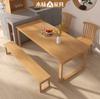 Álamo de madeira Homem Mesa de jantar de madeira maciça Household Small Apartment Mobien Mesa de jantar e cadeira Combinação Restaurante Mesa de jantar retangular Personalização
