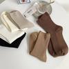 Calcetines apilados de tubo medio de algodón peinado para mujer, primavera y otoño, estilo japonés, con doble aguja, color marrón, sencillos y combinables.