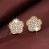 Pendientes de Flor de Cinco Hojas con Diamantes Completos Temu para Mujer, Lujo Ligero, Moda de Alta Gama, Pendientes Versátiles, Pendientes Exquisitos y Elegantes para el Día a Día