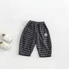 Otoño Nuevo Dianxi Sudadera con Capucha Estilo Coreano Estampado de Dibujos Animados Bloque de Color para Niños Pequeños Conjunto de Dos Piezas Pantalones de Pierna Ancha a Cuadros