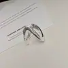Anillo Geométrico Minimalista en Forma de V para Mujer Versátil Estilo Cool Moda Personalidad Línea Anillo Abierto Nicho Anillo de Dedo Índice Moderno