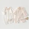 Mameluco de Manga Larga para Bebé, Estilo Delgado de Verano sin Costuras, Body de Apertura Frontal para Bebés Niñas, Ropa para Bebés