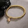 Pingente de Urso Banhado a Cobre Dourado com Zircônia Estilo INS Fofo Australiano Europeu e Americano Pulseira de Contas de Cobre Pulseira Personalizada Versátil para Mulheres