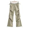 Pantalones casuales rectos de cintura alta sueltos estilo hip hop para mujer, monos funcionales plisados estilo chica sexy de calle europea y americana