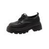 Sapatos Mocassins Pretos de Salto Grosso e Solado Grosso Estilo Britânico para Mulheres Verão Novo Retro Francês Bico Redondo Cadarço Sapatos Mary Jane