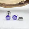Astmf-136 Aleación de Titanio Redondo Pastel Rosca Externa Zirconia Pendientes G23 Titanio Rosca Interna Zirconia Pendientes Joyería Cabeza