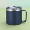 Taza de Acero Inoxidable 304 con Aislamiento al Vacío de 14 oz, Color Sólido Simple, Estilo Americano, Taza de Café con Asa, Transfronteriza