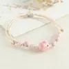 Pulsera de Cerámica con Conejo de Dibujos Animados Linda Joyería de Jingdezhen Pulsera Trenzada con Cuentas de Porcelana Pulsera para Estudiante