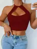 Camisola de Color Sólido para Mujer, Simple y Elegante, Adecuada para Usar en Verano