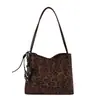 Elegante y sofisticado bolso tipo cubo retro Maillard para mujer, 2026, adecuado para el trabajo, los desplazamientos y la escuela, con gran capacidad y diseñado como bolso de hombro