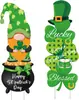 St Externo. Placas de estaca para jardim do Dia de São Patrício com estacas, decorações para gramado, placas de estaca de trevo de três folhas