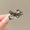 Presilha de Cabelo de Strass Vazada em Forma de Laço de Alta Qualidade para Mulheres, Presilha para Franja da Testa, Presilha Bico de Pato, Presilha Lateral, Grampo, Acessório de Cabelo