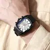 Nuevo Reloj Azul con Cristales para Luz Azul Forma de Barril Esfera Grande para Hombre Reloj de Cuarzo Moderno Fabricante de Relojes para Hombre Venta al por Mayor