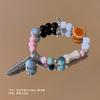 2024 Nuevo Pulsera de Cerámica de Doble Bucle Pulsera Nuevo Estilo Zen Chino Joyería de Estilo Nacional Sentido Antiguo de Alta Gama Cuerda Estampada