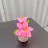 Flor de Lírio Crochê com Fio Feita à Mão Transfronteiriça, Mini Planta em Vaso, Decoração de Mesa de Casa Carro Presente, Planta Artificial em Vaso