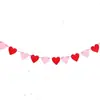Bandeira de Feltro de Coração para o Dia dos Namorados Bandeirola de Festa Decoração de Coração Casamento Noivado Guirlanda em Forma de Coração Vermelho Rosa