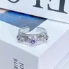 Anillo Abierto Exquisito Súper Brillante de Circonita Dulce y Lujoso Estilo Ins Nicho Gama Alta Apilable Anillo de Piedras Preciosas Coloridas para Mujeres