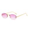 Nuevas Gafas de Sol para Mujer Europeas y Americanas con Letras FF, Montura Ovalada sin Marco, Elegantes Gafas de Sol con Marco Pequeño de Diamante, Protección UV, Venta al por Mayor