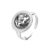 Anillo Abierto de Moneda de Alejandro Magno de Estilo Antiguo Griego, Anillo Par de Moneda con Retrato Creativo de Personalidad Única para Mujeres