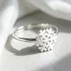 Anillo abierto de copo de nieve cepillado de plata de ley s925, estilo coreano de moda, anillo simple elegante de plata lisa, joyería de plata de ley para mujer
