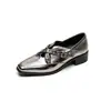 Zapatos de Cuero Estilo Británico para Mujer de 3.5 cm, Nuevo Modelo 2025 con Hebilla de Cinturón, Tacón Grueso, Punta Cuadrada, Mocasines de Moda