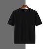 Camiseta de Manga Corta Recorte Color Puro Camiseta Base con Bolsillos 2025 Verano Nuevo Algodón Puro Hombre Cuello Redondo Tejido de Punto