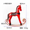 Cavalo de Balanço Madeira Europeu Retrô Antigo Colorido Pequeno Cavalo de Madeira Casa Crianças Quarto Decoração Mesa Dourado Ornamento Cavalo