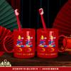 Set de Vasos para Cepillo de Dientes de Boda, Vaso para Enjuague Bucal, Par de Jaboneras con Palabra Feliz, Vaso para Enjuague Bucal de Dote de la Novia, Artículos de Boda
