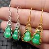 Aretes de Jade Aretes de Calabaza Seca Verde Jade Verde Yang Aretes de Calabaza Tridimensionales Aretes de Calabaza de Jade Aretes de Jade Aretes