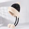 Nuevo Gorro de Lana Tejido para Otoño e Invierno para Mujer, para Exteriores, Forro Polar, Protección Auditiva Cálida para Ciclismo, Gorro sin Visera, Bola de Pelo, Gorro Mongol