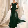 Vestido de Baile Europeu e Americano Transfronteiriço para Mulheres 2025 Saia Longa Elegante Moderno Elegante Longo Renda Festa Vestido de Noite