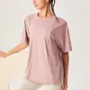 Ropa de Yoga Deportiva de Manga Corta para Mujer Primavera y Verano Holgada Fitness Running Secado Rápido Camiseta de Manga Corta Traje Transpirable de Pilates