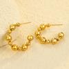 Estilo Ins Aretes Redondos de Metal de Acero Inoxidable con Forma de C de Nicho Elegantes de Acero de Titanio Transfronterizos Europeos y Americanos Aretes al por Mayor para Mujeres