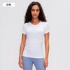 Camiseta deportiva de manga corta con cuello redondo para mujer, para correr, fitness, traje de yoga transpirable y ajustado, verano S2067
