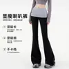 Pantalones de chándal acampanados de retazos negros para mujer, nuevo estilo de otoño, cintura alta, corte holgado, adelgazantes, adecuados para figuras tipo pera, pantalones acampanados casuales