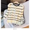 Ropa de Punto de Manga Larga a Rayas de Color Contrastante para Mujer 2026 Principios de Otoño Nueva Moda Cárdigan Simple Ajustado Top Versátil Chaqueta