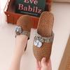 Alfombrilla de bambú de verano zapatillas de lino para mujer hogar suelo de madera parejas hogar alfombrilla de paja zapatillas de interior para hombre venta al por mayor