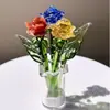 Buquê de Rosa Esmaltada Zibo Mini Arranjo de Flores Artificiais de Vidro Decoração de Mesa Artesanato Presente de Dia dos Namorados