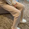 Calça de arroz glutinoso de malha de lã branca calça de pernas largas mulheres outono e inverno cintura alta emagrecimento casual drapeado mop calças longas