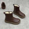 Botas de Invierno de Lana Pura Cálidas de Cuero Genuino Algodón, Integradas con Piel Gruesa Suela Cómoda Cremallera Lateral Piel de Vaca Suave Exportación Botas de Algodón para Mujer