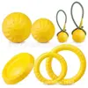 Brinquedo de bola de cachorro eva para atacado, bola de treinamento resistente à mordida, preenchível com comida, treino de uso duplo, frisbee, argola de puxar para cães médios e grandes