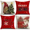 Capas de almofada de Natal outono e inverno transfronteiriças, capas de almofada de sofá, almofadas decorativas de linho estampadas, atmosfera de Natal no atacado