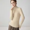 Suéter 100% cachemir para mujer, con cuello semi alto, cierre de cremallera, tejido de canalé y diseñado como capa base, suéter de nuevo estilo, top interior o prenda exterior.
