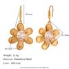 Pendientes de temperamento y personalidad INS de Europa y Estados Unidos, acero inoxidable chapado en oro de 18 quilates, estrella de mar, costura de flor, amor, cesta colgante en espiral